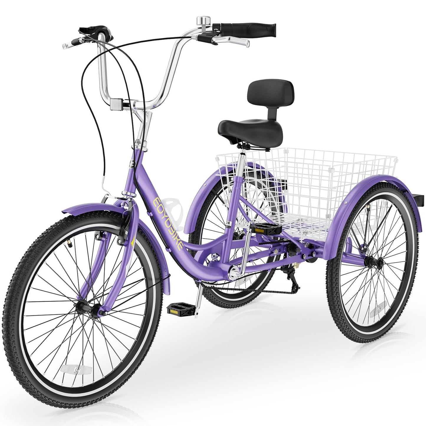 Slsy Adult Tricycle 7 Speed, 20/24/26 Inch Step-Through 3 Wheel Bike for Adults with Large Shopping Basket, 350 lb Capacity Adult Trike for Seniors, Women and Men