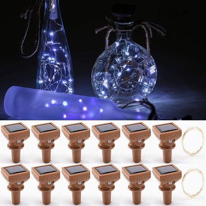 12 Pack 20 YJFWAL Upgraded Solar Wine Bottle Lights, LEDs Waterproof Copper Light, Bottle Light Fairy Cork String