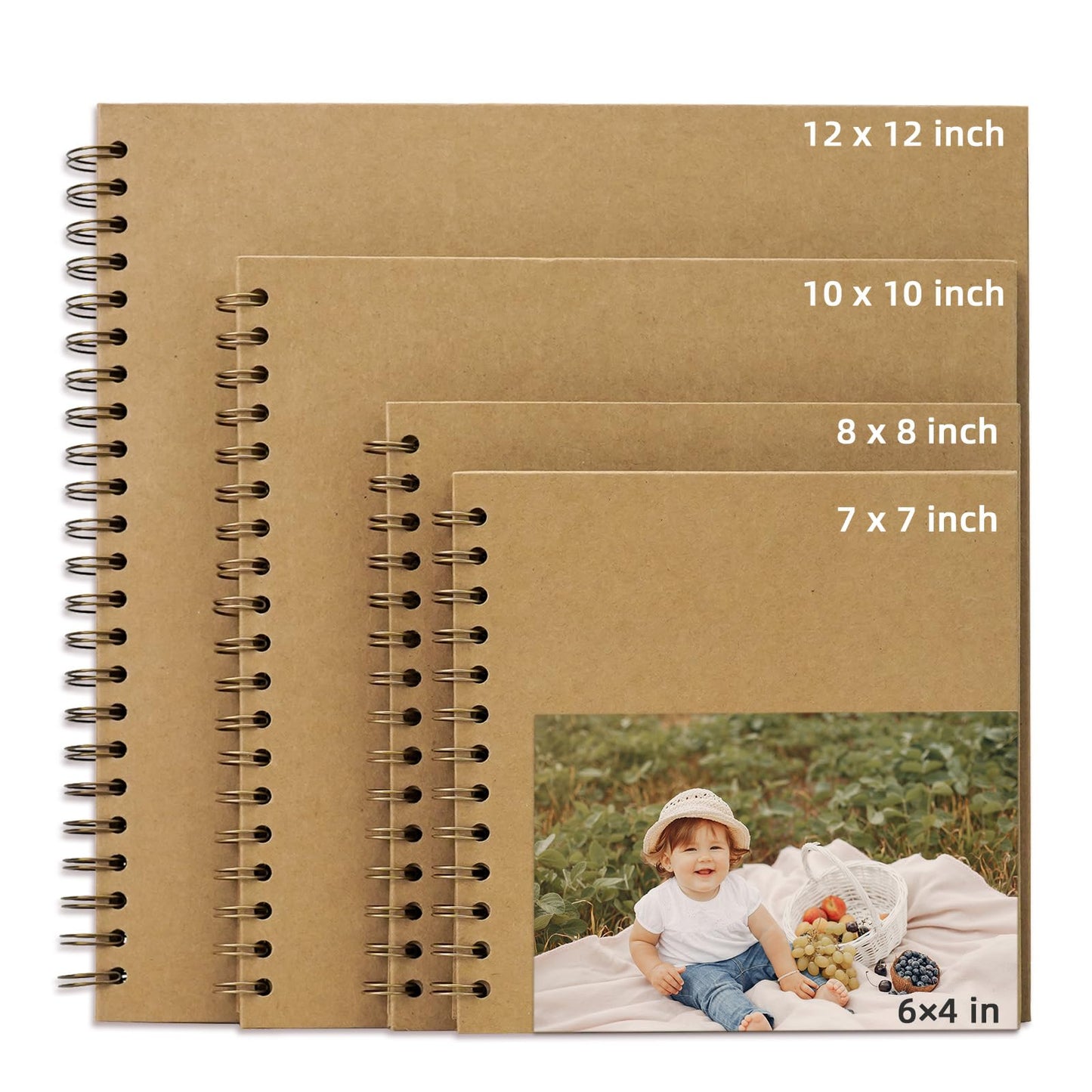 Yopih 8x8 Inch DIY Scrapbook Photo Album, Hardcover Kraft Paper Acid-Free, 20 Sheets (40 Pages), Lay Flat & Cover Customizable Memory Book for Weddings Anniversaries Guest Book Baby Family Travel