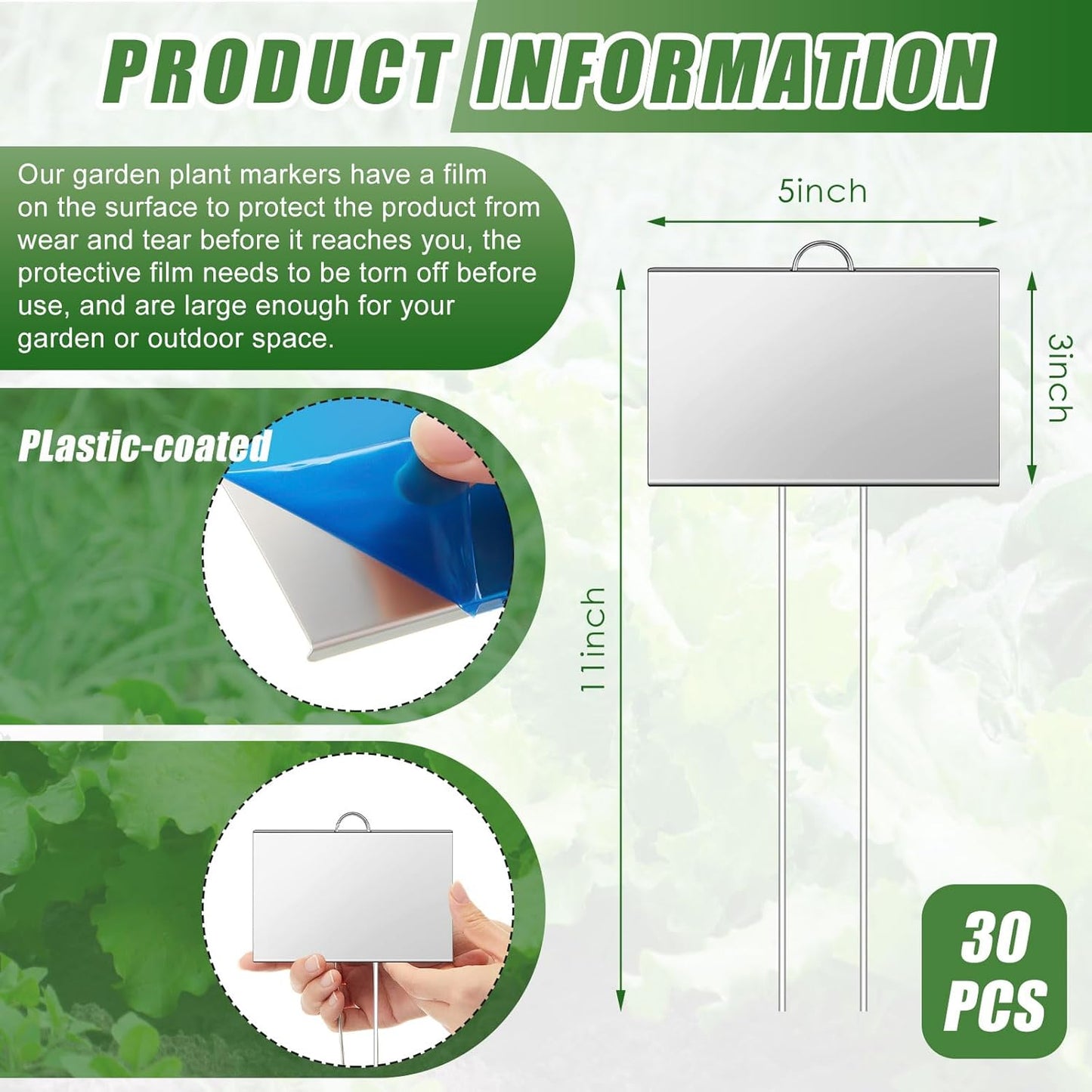 30 5'' 3'' 11'' Landhoow Pcs Large Garden Plant Markers Metal Plant Labels Sign x with Stake Weatherproof Waterproof