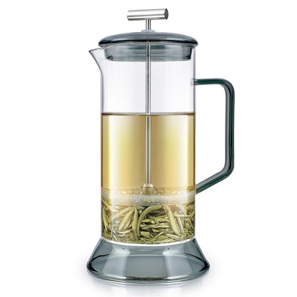 Teabloom Toulouse Borosilicate Glass Tea Press and Coffee Maker with No Plastic, 24-Ounce (700 mL) - Dusk Grey