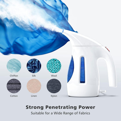 HiLIFE Steamer for Clothes, Portable Handheld Clothing Steamer, 240ml Big Capacity, 700W, Strong Power, Fabric Quick Wrinkle Remover with Brush for Home, Office(ONLY 120V) -Blue