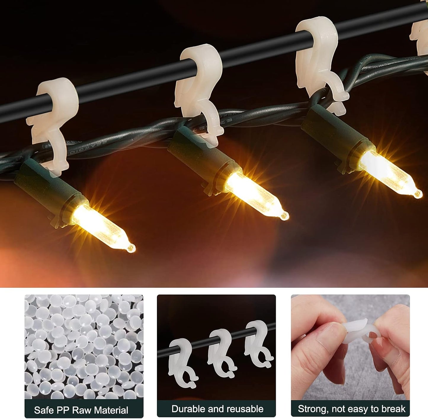 200 Pack C9 C7 Brightown Christmas Light Clips Outdoor, Mini Gutter & Shingle Clips for Hanging Christmas String