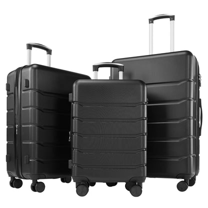 Sweetcrispy 3 Piece Expandable Luggage Set, ABS Hard Shell Rolling Suitcases with Smooth Spinner Wheels and TSA Lock, Lightweight Travel Luggage for Trip, 20/24/28 Inch, Bronze Black