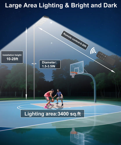 JAYNLT X-13000W Solar Street Lights Outdoor, Ultra-Large 6500K Commercial Parking Lot Lights Dusk to Dawn,IP67 Waterproof Solar Power Flood Security Light for Playground,Road