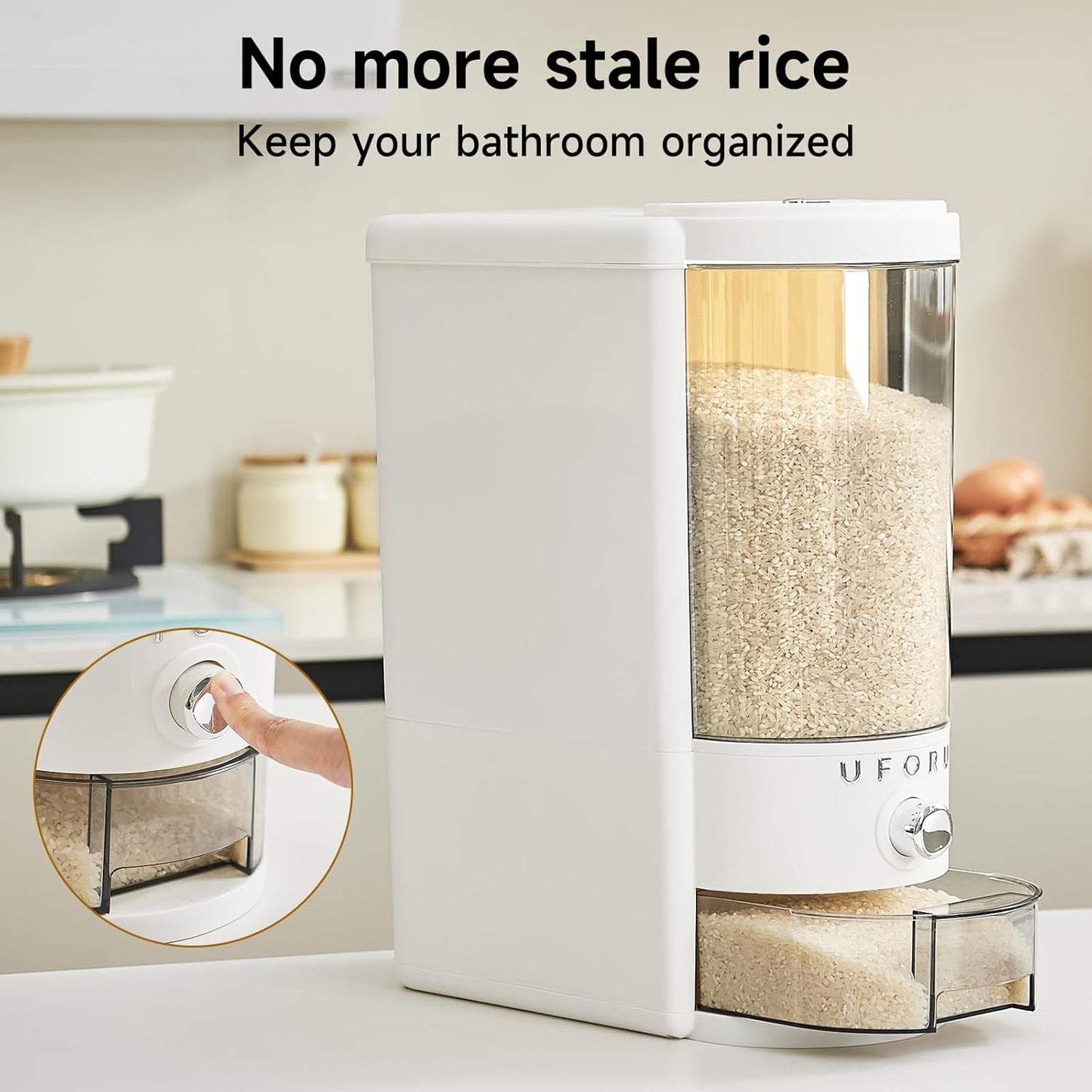 20 lbs Rice Dispenser | Large Rice Storage Container for Kitchen&Pantry - Space-saving, Moisture & Pest-proof, BPA-Free