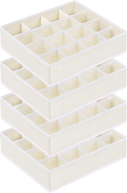 Homsorout Drawer Organizer - Large Fabric Divider for Clothing, Socks & Ties | Beige