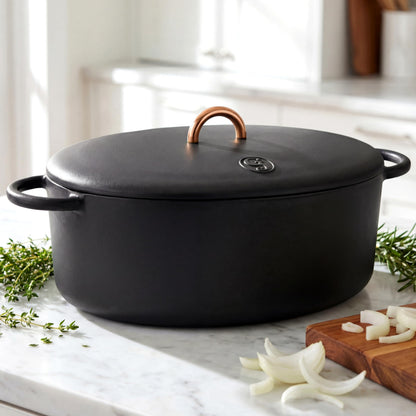 Great Jones Dutchess Cast Iron Dutch Oven Pot With Lid (Pepper) - Large 6.75 Quart Size, Dual Handles - All Stovetop Safe - 500° Dutch Oven For Bread Baking | Dishwasher Friendly