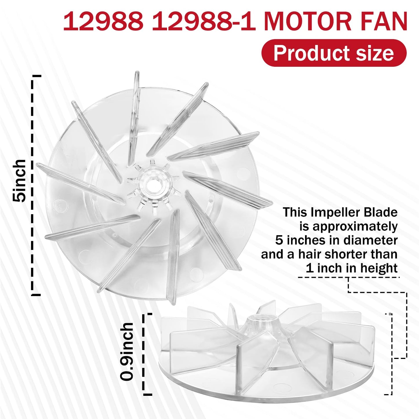 HASMX Plastic Impeller Motor Fan Vacuum Cleaner Replacement Part for Eureka Sanitaire 12988 Vacuum Cleaner Plastic Motor Fan # 12988 (6-Pack)