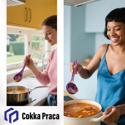 Cokka Praca Pakkawood Deep Soup Ladles with Spout | 9.6 inch Big Soup Ladle for Cooking | Wooden Spoons for Cooking | Wood Kitchen Utensil | Byzantium