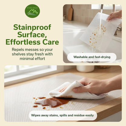 EVALAND Shelf Liners for Kitchen Cabinets Non-Adhesive 15.75" x 33 FT Clear Drawer Liner Non Slip, Washable Cabinet Liner, Waterproof Shelf Liners for Cabinet, Refrigerator Bathroom Pantry - Thickened