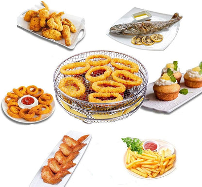 Fdit 3Pcs Air Fryer Racks, Stackable Dehydrator Racks for Food Grade Stainless Steel Air Fryer Accessories