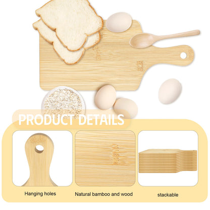 25 PCS Cutting Board Bulk Wood Chopping Board Laser Engraving Serving Board with Handle Charcuterie Boards for Customized Mother's Day Housewarming Gift 11" x 5" Bamboo