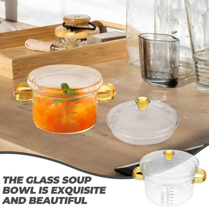 CALLARON Glass Saucepan, 300ml Stovetop Milk Butter Warmer with Cover and Dual Handle