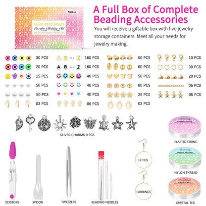 Friendship Bracelet Kit 3mm Seed Beads, 30000 Pcs 8/0 96 Colors Small Glass Beads Embroidery Kit with Letter Bead Charms for Jewelry Making Gifts Necklaces Waist Beads DIY Arts and Crafts for Adults