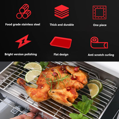 Nonstick Roasting Pan, Small Roasting Pan with Flat Rack, Professional Roast Pan Set
