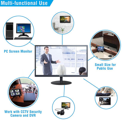 Collusa 24inch Monitoring Security Camera Monitor Display Screen Multifunctional Interface HDMI, BNC, VGA, AV, Computer LCD Monitor Built-in Speaker 1920x1080 Full HD