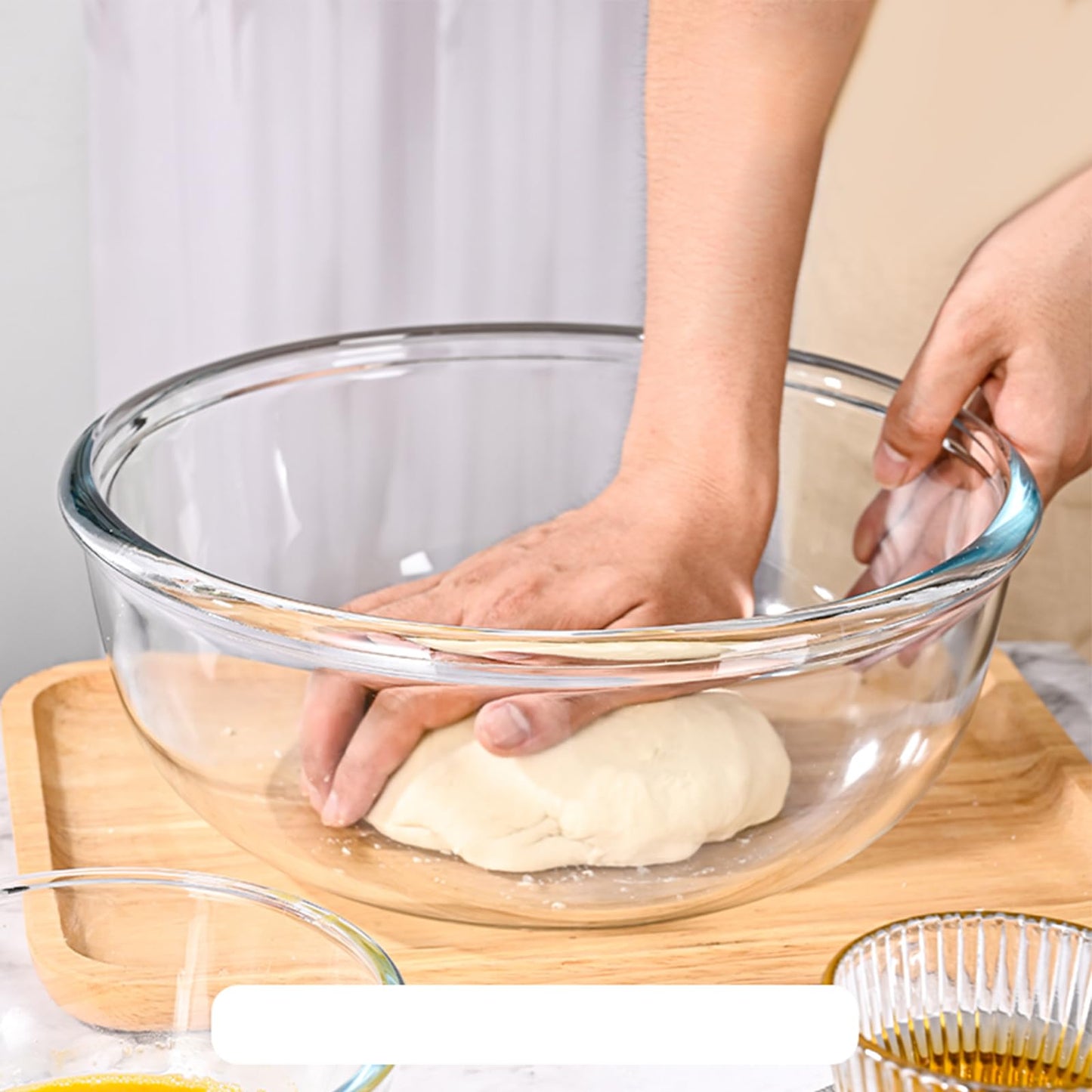 EWAFILU 6.2QT Large Glass Mixing Bowl with Lid, Clear Glass Salad Cooking Bowls for Sourdough, Salad and Storage Prepping and Baking Food Storage Set