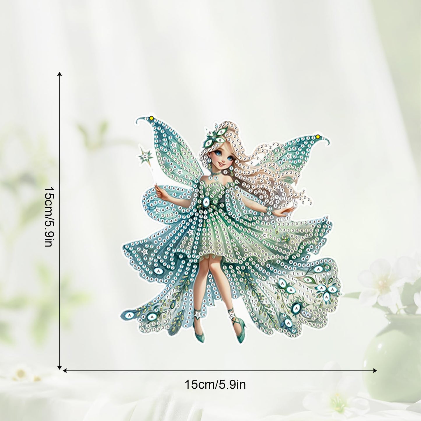 JZHYOAN Elf Diamonds Painting Pendant Cross Stitch Ornament Wall Hanging Decor Diamond Art Kit Hanging Sign Gem Art Window Pendants Craft Hanging Acrylic Ornaments Home Garden Wall Hanging Kit Craft