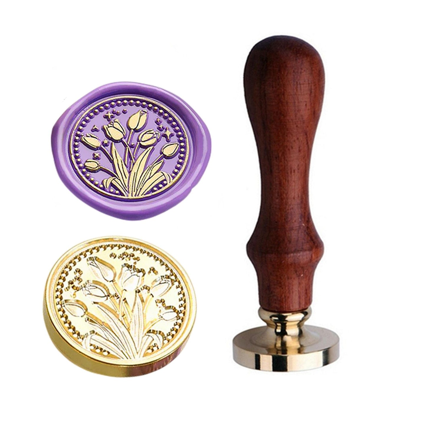 JUPPE 6pcs Flower Wax Seal Set, Cherry Blossom Rose Bell Orchid Branches Tulip Various Flowers Sealing Wax Stamps for Wedding Invitation Birthday Party