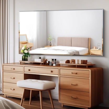 CILIBER Beveled Mirror, 30x60 Large Frameless Bathroom Mirrors for Wall, 3mm Tempered Glass Rectangle Vanity Mirror with Beveled Edge, Crystal-Clear, Hangs Horizontally or Vertically