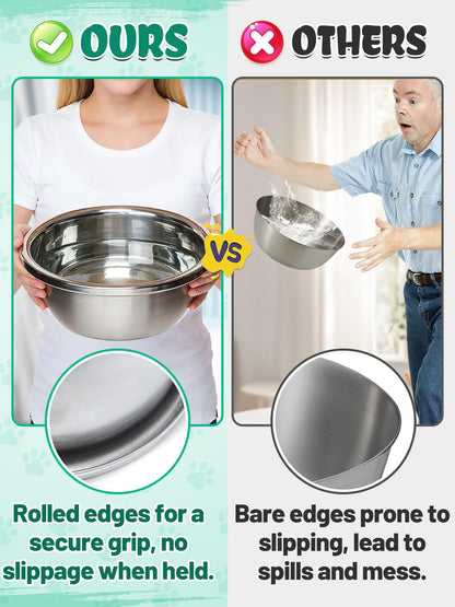 2pcs 1.3 Gallons Large Dog Water Bowl - Rustproof Stainless Steel Dog Bowls, Easy to Clean Metal Food Bowl for Medium Large Dogs Indoor Outdoor