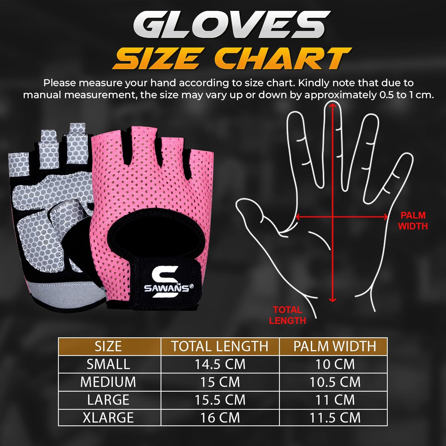 SAWANS Workout Gloves for Men and Women Weight Lifting Gloves Gym Fitness Exercise Cycling Pull ups Microfiber Lightweight Breathable Non-Slip Silicone Padded Palm Grip Protection