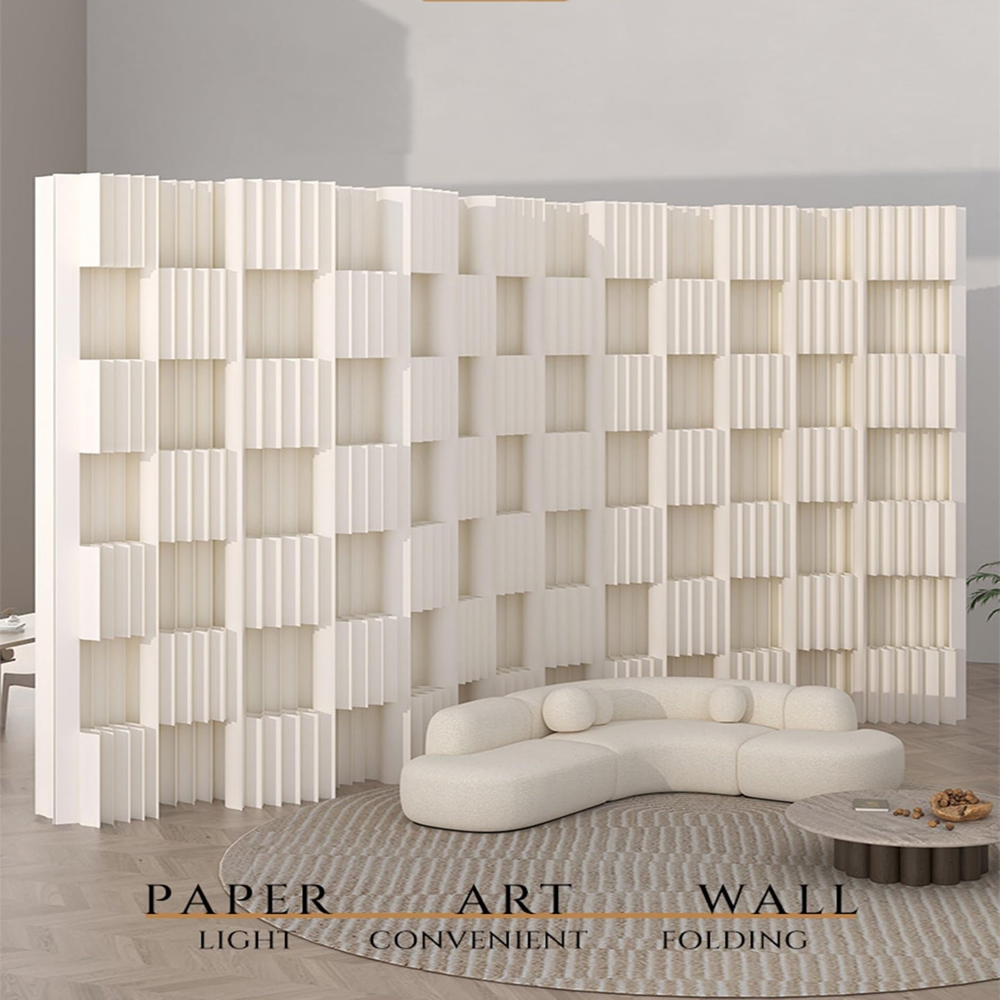 Folding Paper Room Divider, Portable Retractable Partition for Office, Room, Store Use, Lightweight and Easy to Setup, Ideal for Creating Space with Privacy