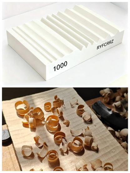 RYFCRRZ Whetstones Wood Carvers Sharpener Wood Carving Chisel Tools Knife Gouge Sharpening Stones System Handy Multifunctional Little Wet Stone Waterstone with Multiple Grooves 1000 Grit
