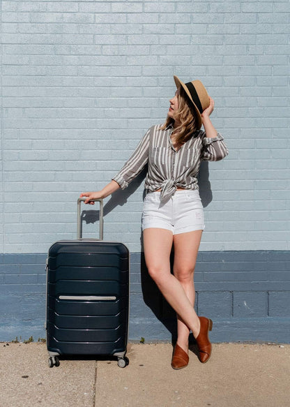 Samsonite Freeform 2-Piece Luggage Set - Carry-On & Large Checked Luggage with Dual Spinner Wheels - Durable Polypropylene Hardshell - TSA Lock, Airline-Approved - Expandable Hard Shell - Navy