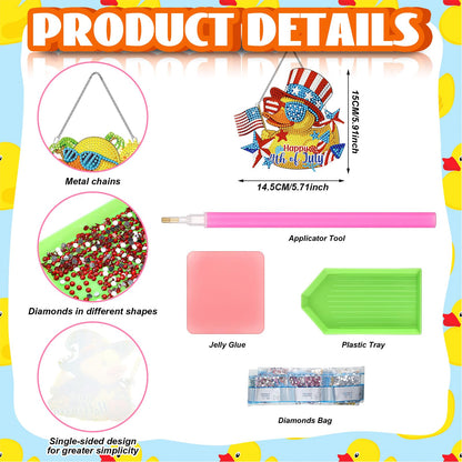 Cinnvoice 12 Pcs Seasonal Diamond Art Wreath Kits Holiday 5d DIY Diamond Painting Signs Germ Hanging Art Ornaments for Wall Door Decorations (Duck)