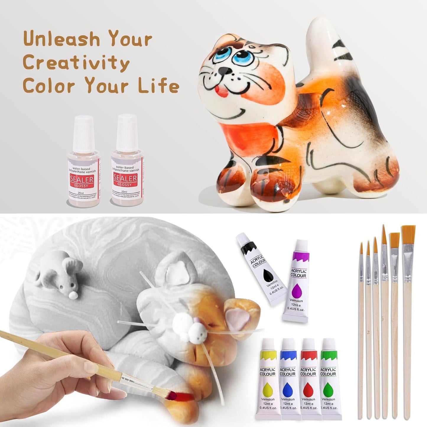 HAWERSI Air Dry Clay Kit for Adults,66 Pcs Beginners Pottery Kit Includes 4.4Lbs Air Dry Clay,Tools, Paints,Brushes,Gloss Varnish,Sand Papers,Non-Stick Rolling Pin,Storage Bag,Christmas Gift