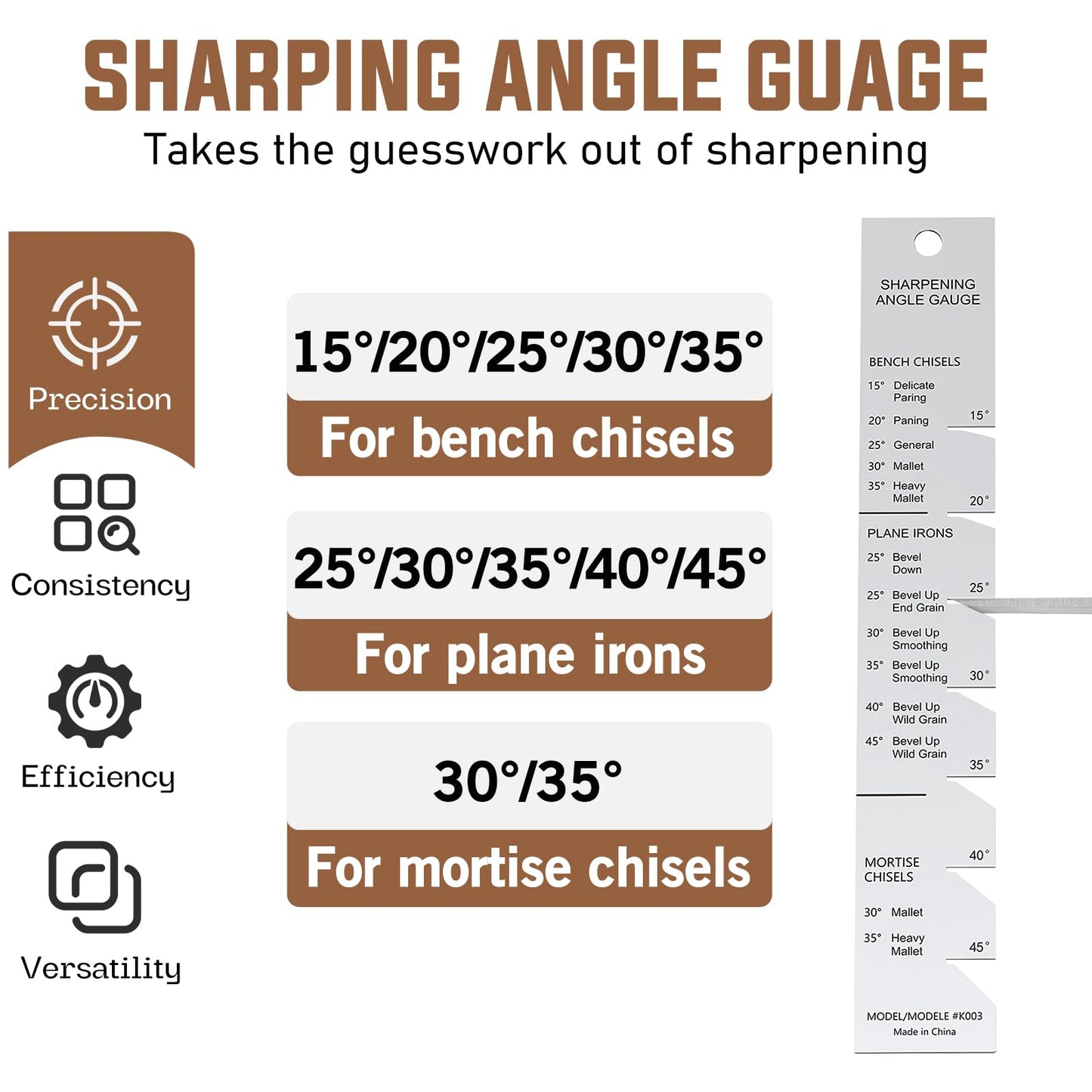 WEWEAL Chisel Sharpening Jig Kit, Heavy Duty Precise Honing Guide with Adjustable Angle Fixture and Angle Gauge, All Metal Sharpening Fine Tools for Woodworking Chisels and Planes (5/32" to 3")