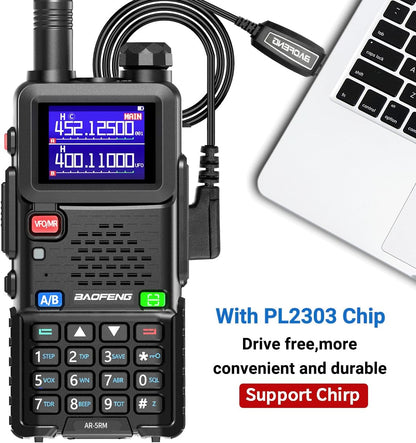 Baofeng Radio Ham Radio Long Range AR-5RM 10W Handheld NOAA Emergency Weather Radio 999CH Rechargeable Walkie Talkies with Programming Cable,USB-C Charging for Survival Gear Hunting Camping,2 Pack