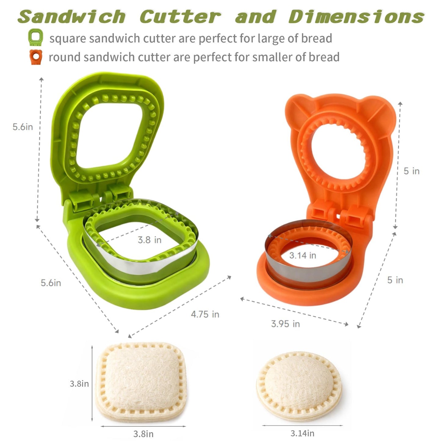 YVREOLP Uncrustable Sandwich Cutter,2 Pack Sandwich Cutters for Kids Lunch,Square and Circle Uncrustable Cutter,Lunchable Cutter Suitable for Children