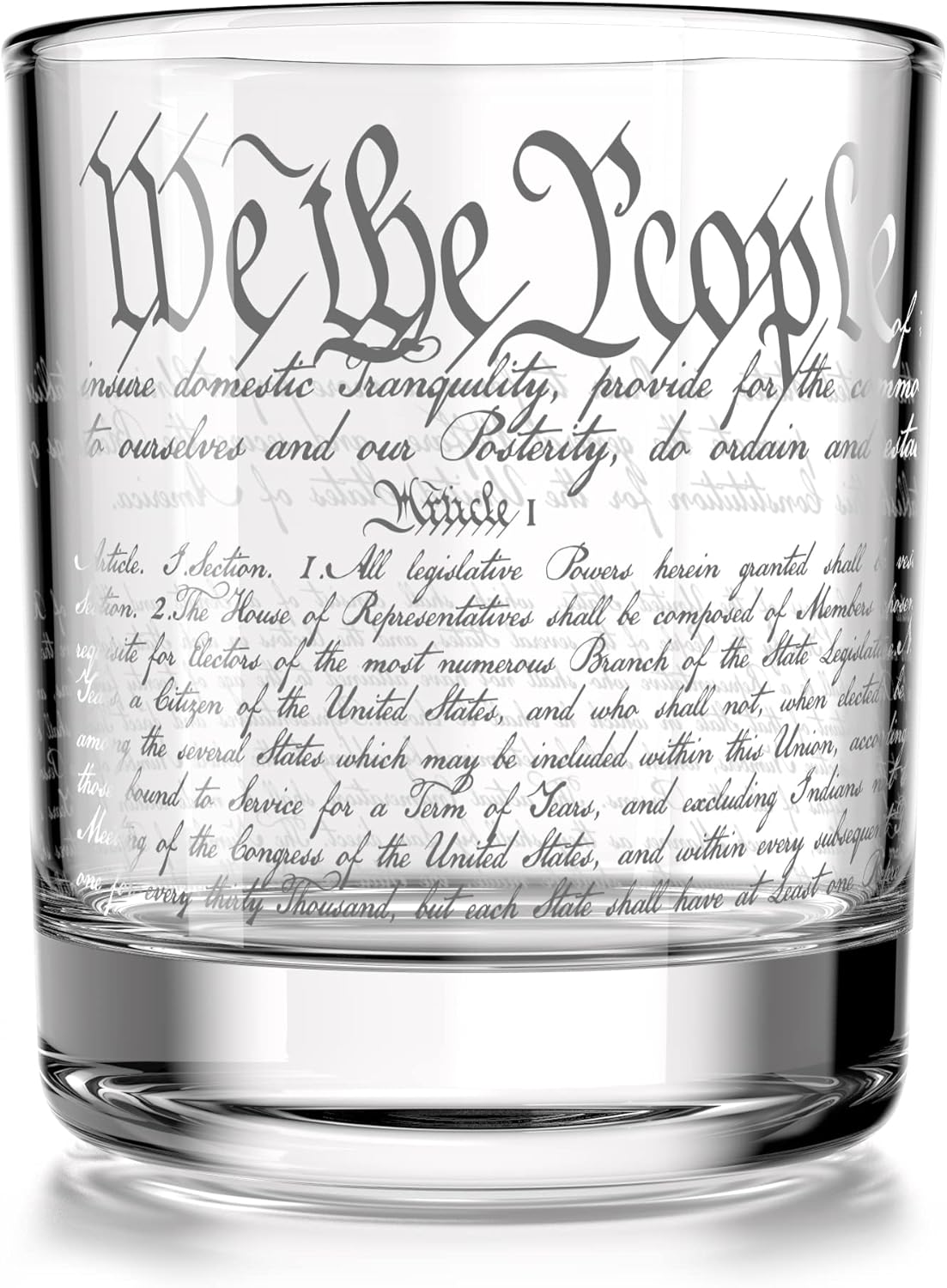 Constitution Of The United States Whiskey Rocks Glass, 10 oz Old Fashioned Gift - We The People American Patriotic