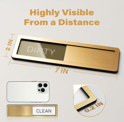 Dishwasher Magnet Clean Dirty Sign - Stainless Steel Dishwasher Magnet Sign - Clean & Dirty Dishwasher Slider Indicator - Kitchen Organizers and Storage