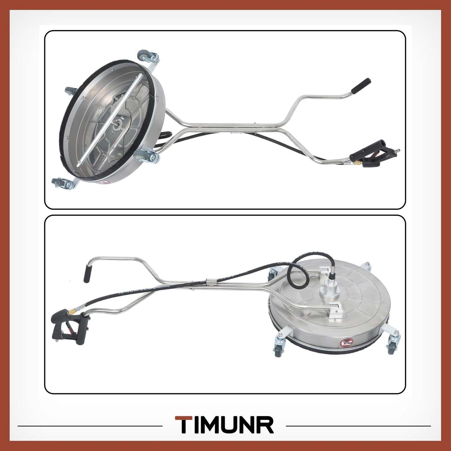 Timunr 24 Inch Pressure Washer Surface Cleaner with Handles and Wheels 6000psi Fit for Concrete, Sidewalk, Patio, Driveway