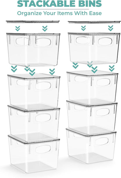 Sorbus Medium Clear Plastic Storage Bins - Stackable Storage Bins with Lids for Clothes, Medicine, Makeup, and Toys