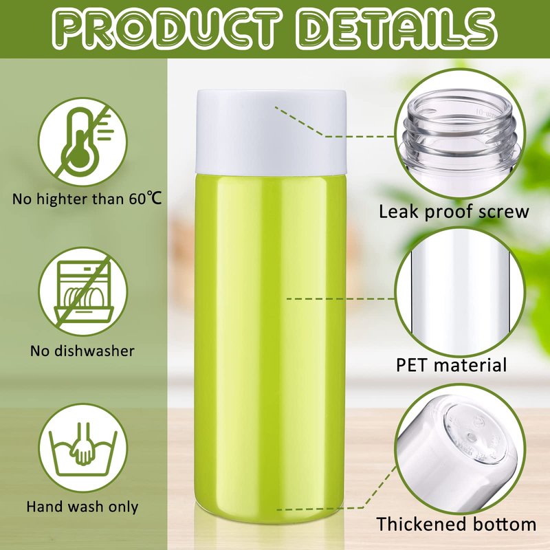 Yinder 50 Pack Plastic Juice Bottles Sensory Empty with Lids 10 oz Bulk Reusable Clear Bottles with Caps Smoothie Ideal for Sensory Crafts(White)