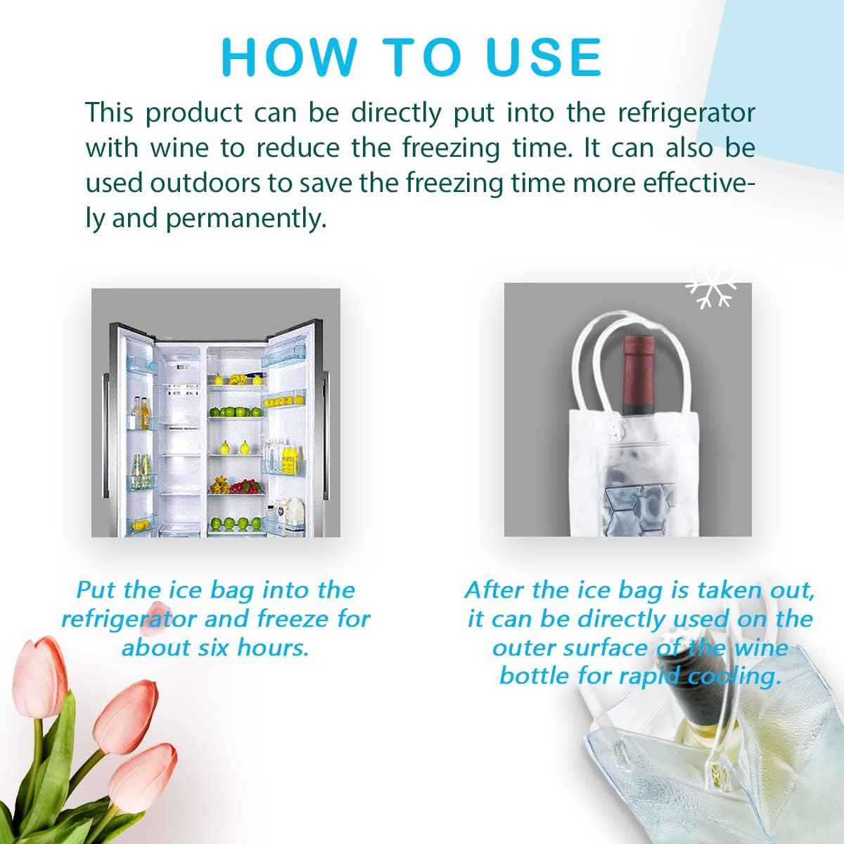 Wine Cooler Sleeve with Protector - Instant Cooling for Red, White, Champagne, or Sparkling Wine (2 pcs)