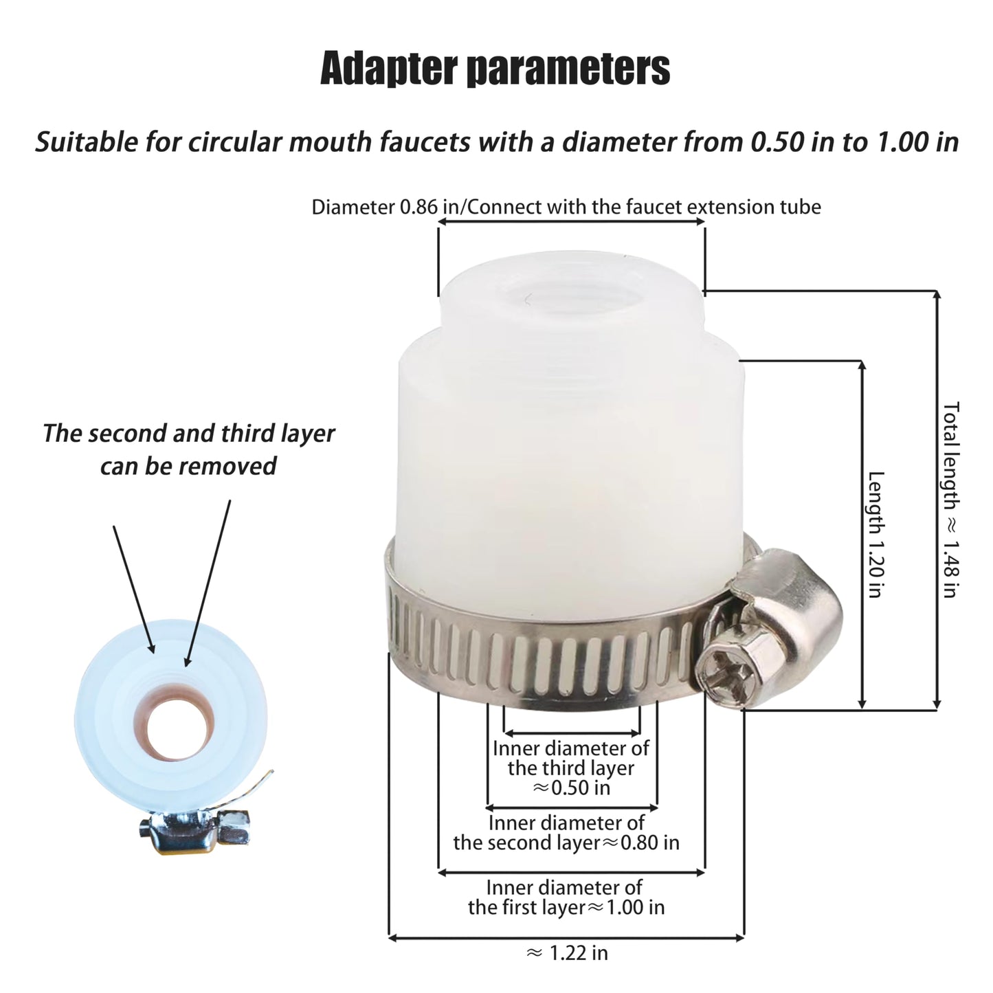 Faucet Extension Tube,Rotatable Extender Hose,Bendable Water Tap Pipe,Splash Proof Mouth,Kitchen Bathroom Garden Tool,Adapter Compatible with Diameter of 13-25mm(0.5-1.0inches),Length of 17.7in/45cm