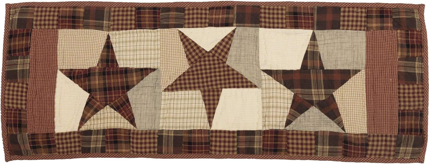 VHC Brands Abilene Country Red Independence Day Patchwork Rect Star Quilted Runner 13x36