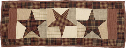 VHC Brands Abilene Country Red Independence Day Patchwork Rect Star Quilted Runner 13x36