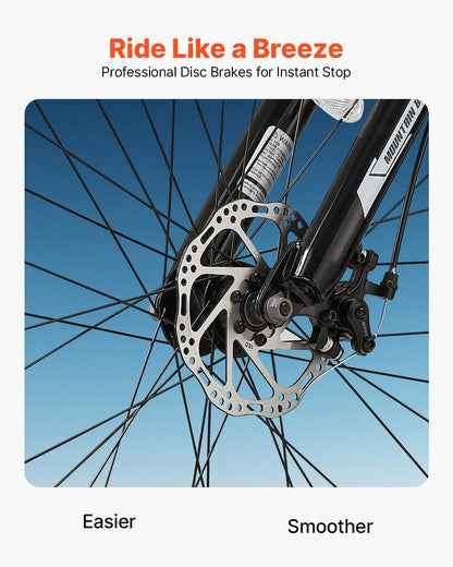 VEVOR Mountain Bike, 29 inch MTB Bicycle with Front Suspension, 21 Speeds Shimano Twist Shifting, Dual Disc Brakes, Aluminum Alloy Frame, for Men/Women