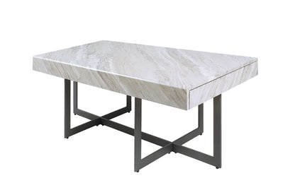 Furniture of America Willy Modern Storage Faux Marble Top 2-Piece Coffee and End Table Set for Living Room, Gray