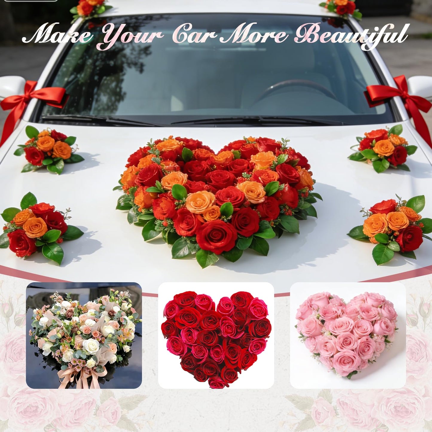 Floral Foam Cage with Suction Cup, Heart-Shaped Flower Arrangement Foam Holder for Wedding Car Decor, DIY Floristry Bouquet Fixation Base for Fresh/Silk Flowers (20x20cm)