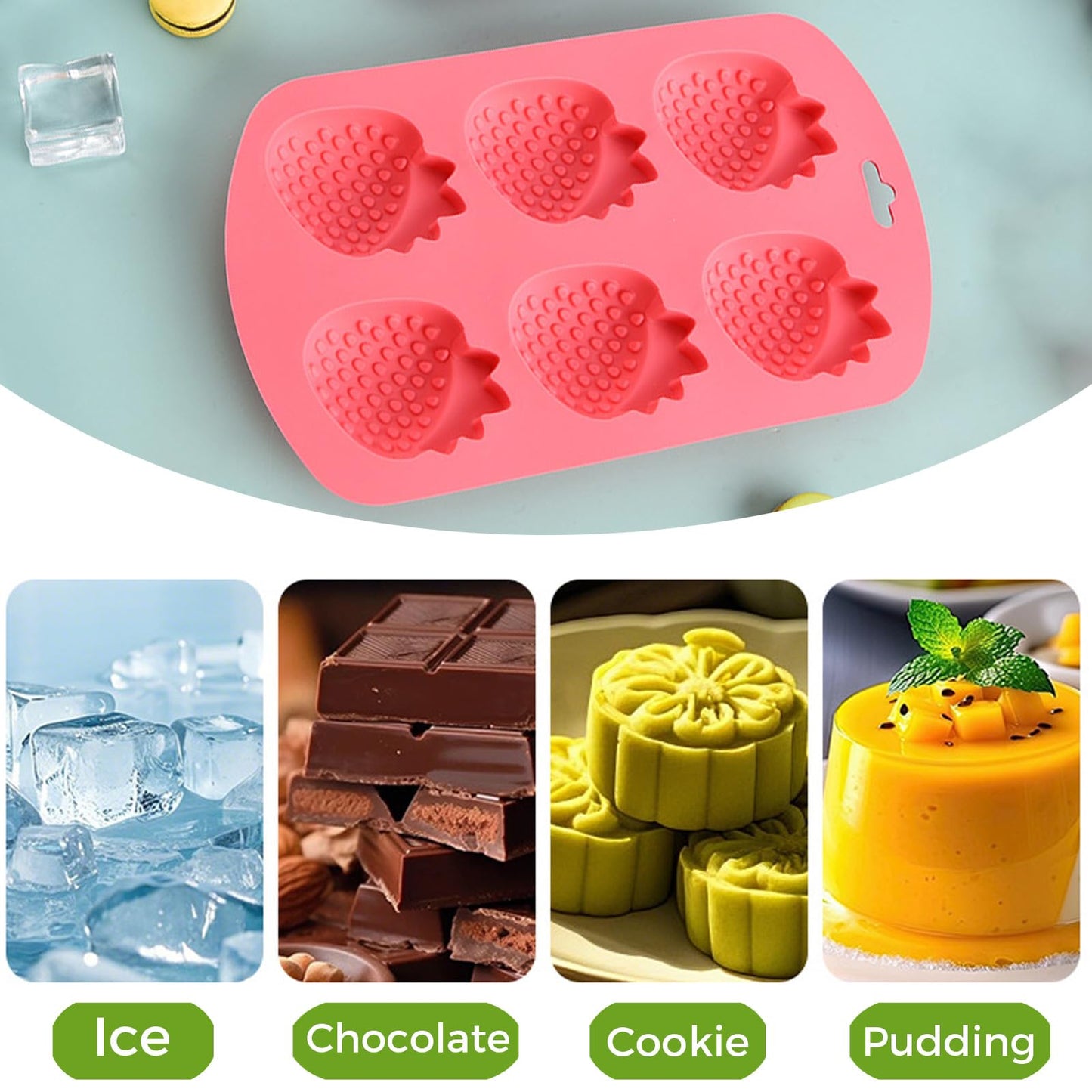 4 Pack Fruit Silicone Molds Set - Watermelon/Strawberry/Lemon/Pineapple Shapes for Gummy, Chocolate, Ice Cubes - Reusable Candy & Cake Decor Baking Tools