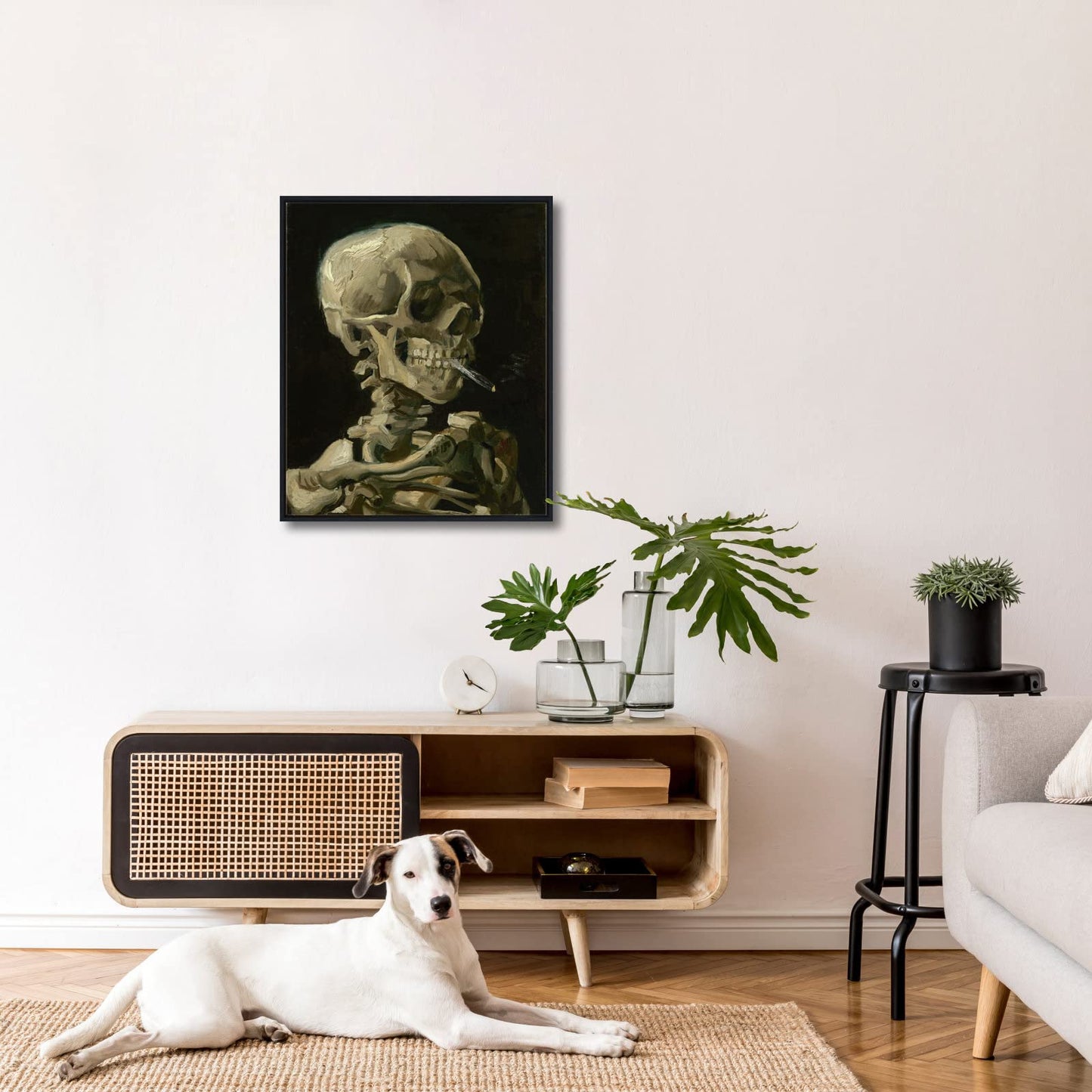 Wieco Art Skull of a Skeleton with Burning Cigarette, 1886 by Vincent Van Gogh Canvas Wall Art for Home Decor and Wall Decor Post-impressionism Canvas Prints Pictures Artwork
