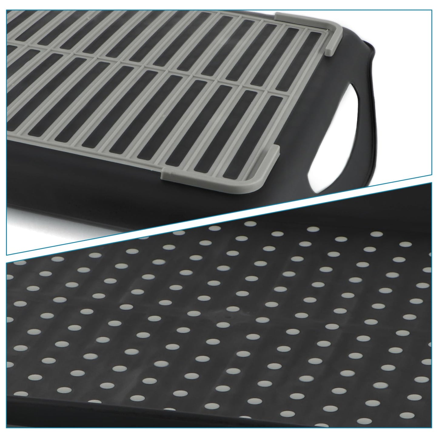 MDLUU Non-Slip Serving Tray with Handles, Food Serving Platter, Set of 2, Black